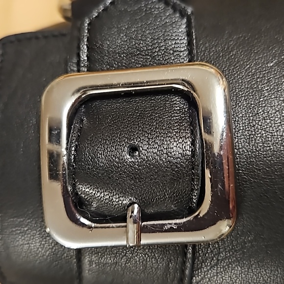 ASOS DESIGN Muse Premium black leather mule silver buckle black NWT sz.7 slides - Picture 7 of 7